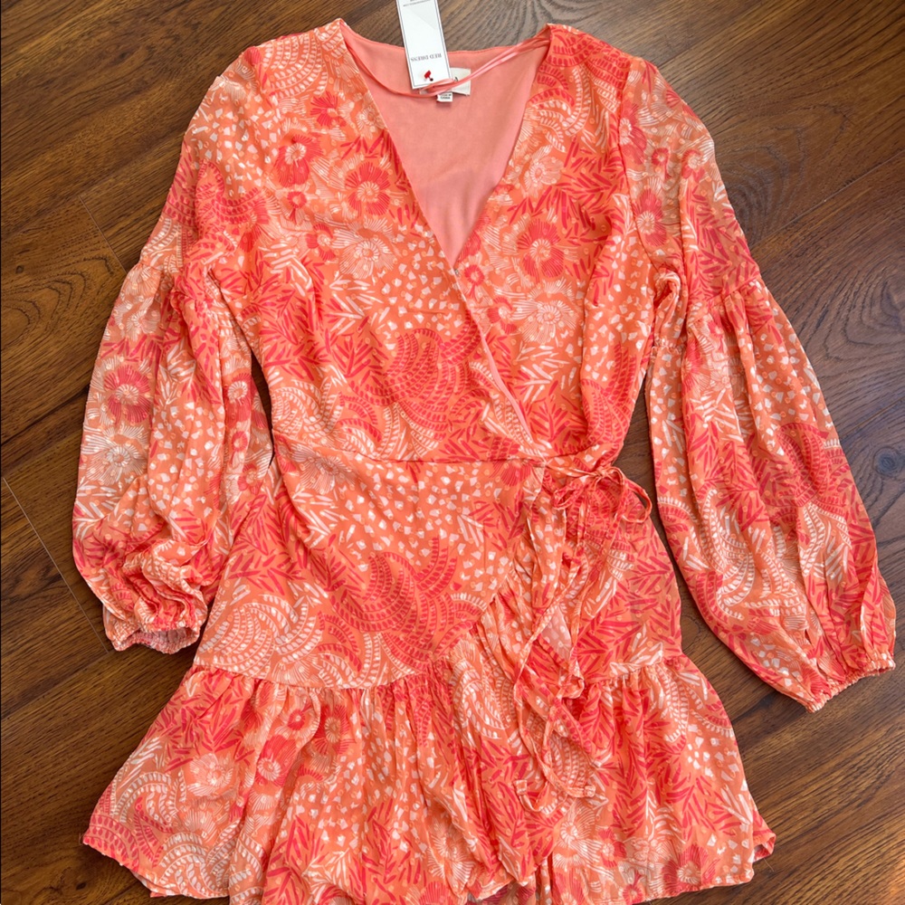 Red Dress Floral Print Wrap Dress